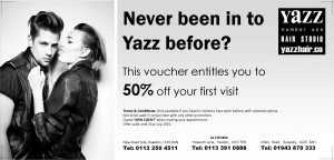 50% off voucher for new customers at Yazz Hairdressers Leeds, West Yorkshire